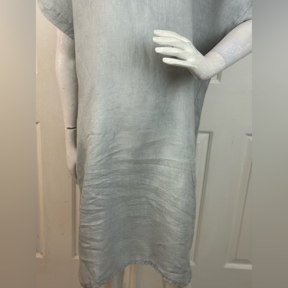 Italy 100% Linen Gray Linen Kaftan Dress. - Picture 13 of 15